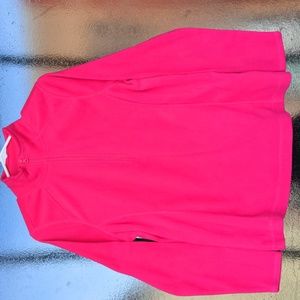 Sz M bright pink 1/3 zip fleece pullover jacket fitted style EUC by exertek